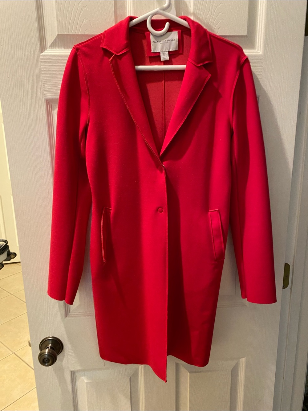 Amanda & Chelsea Red Longline Women's Trench Coat